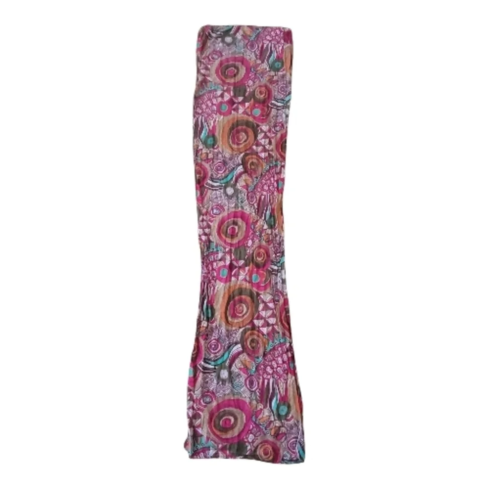 Retro Psychedelic Medallion Print Scarf Pink Orange Teal Brown Boho Festival - Picture 4 of 7